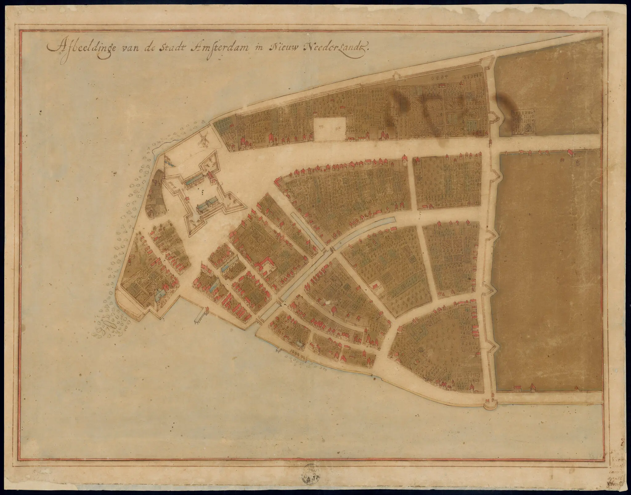 Castello Plan of lower Manhattan, c. 1660