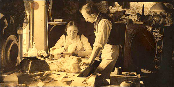 Clara Driscoll at work in the Tiffany Glass studio