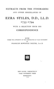 Cover, Extracts from the Itineraries of Ezra Stiles