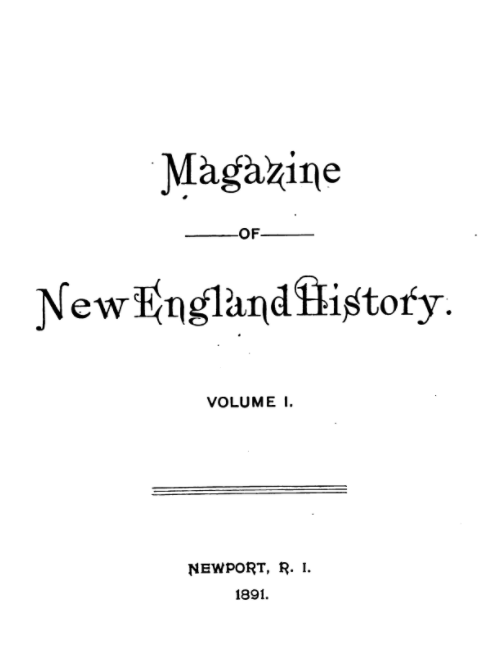 Cover, Magazine of New England History
