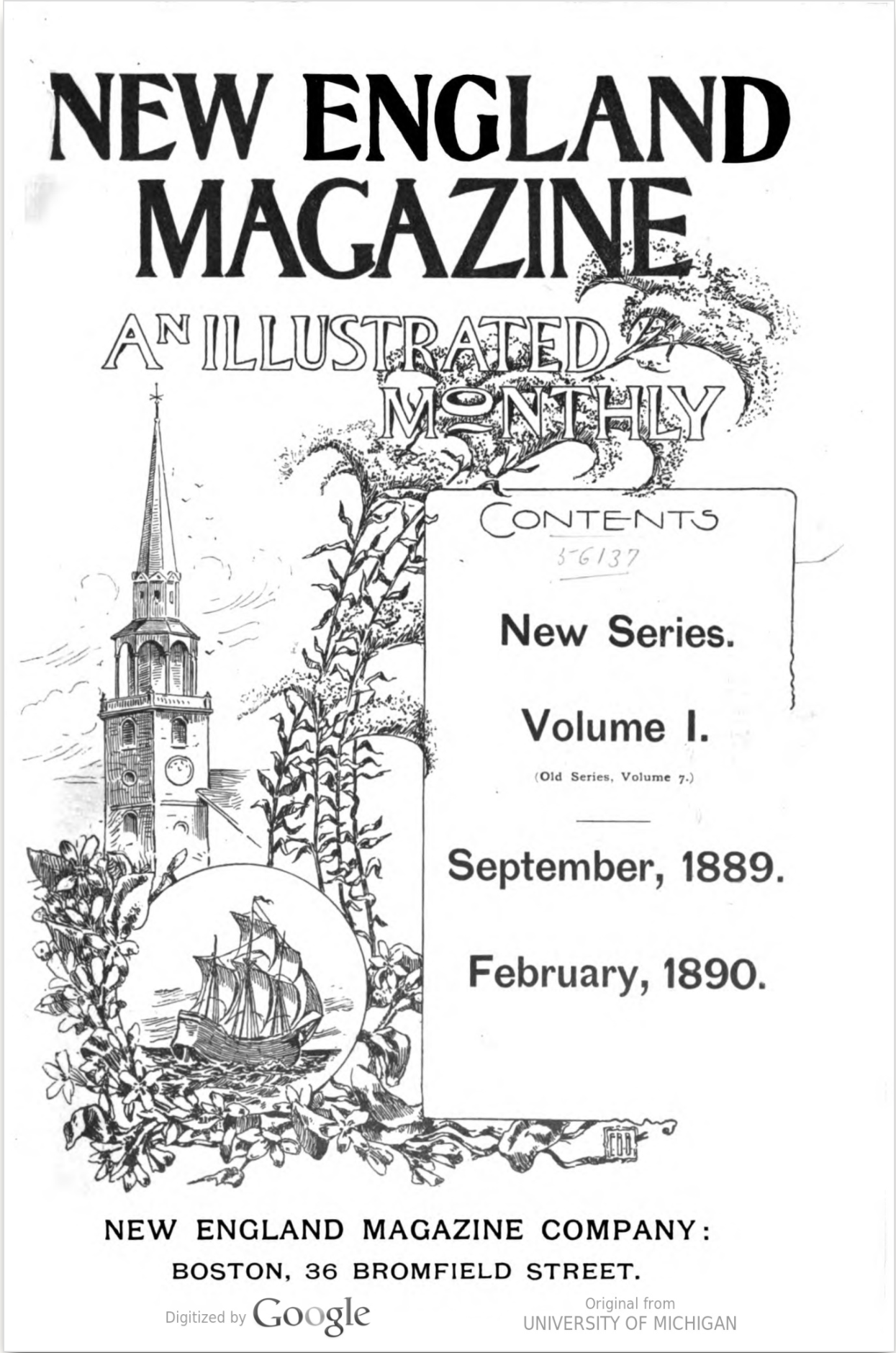Cover, New England Magazine, an Illustrated Monthly
