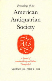 Cover, Proceedings of the American Antiquarian Society