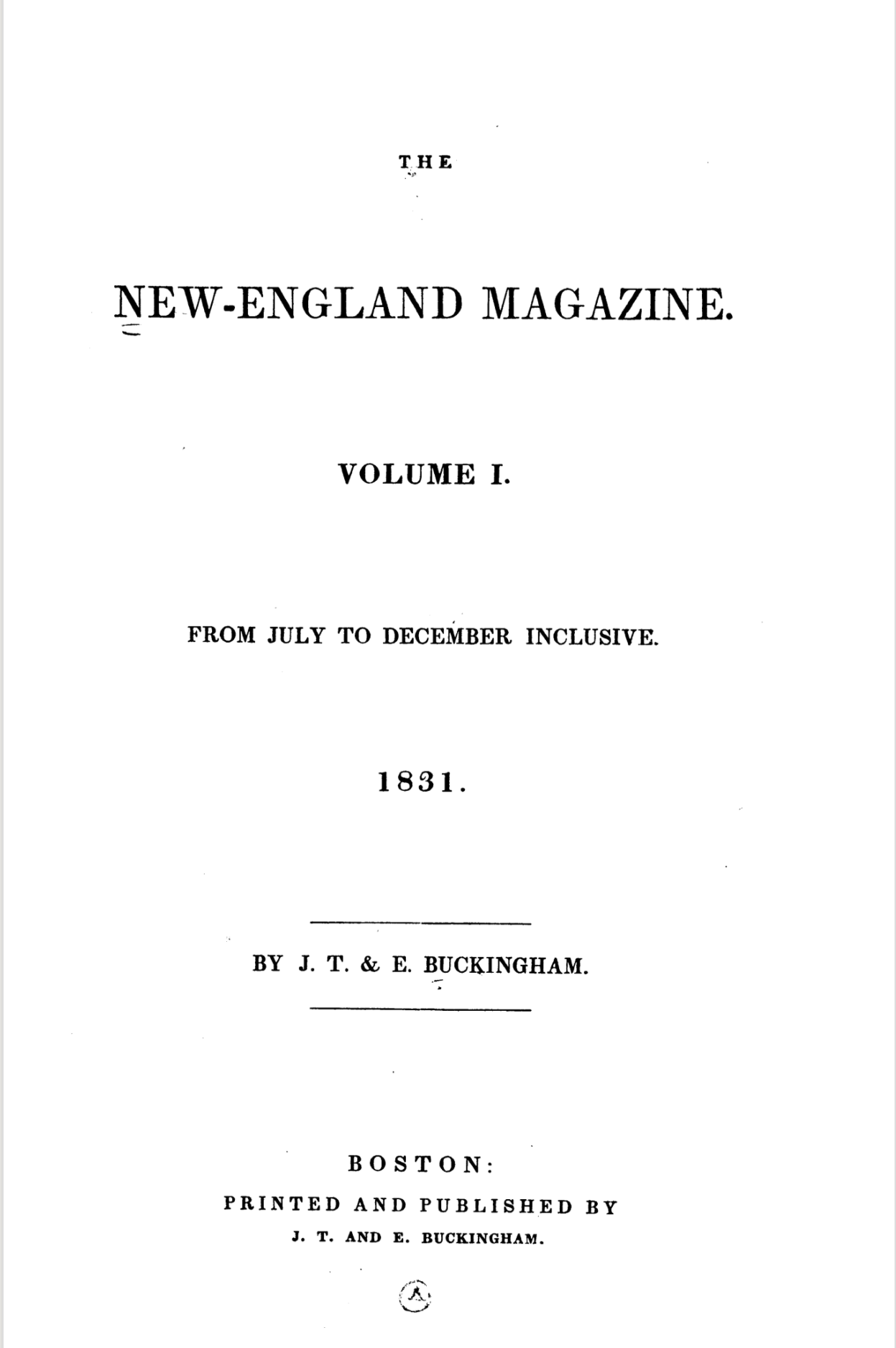Cover, The New England magazine