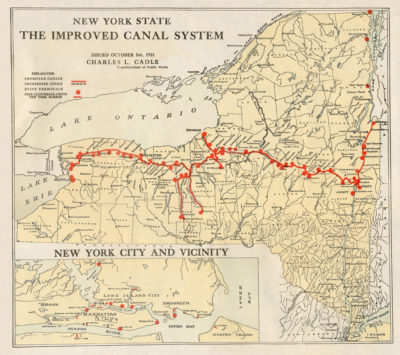 Map of New York State Canals, 1921