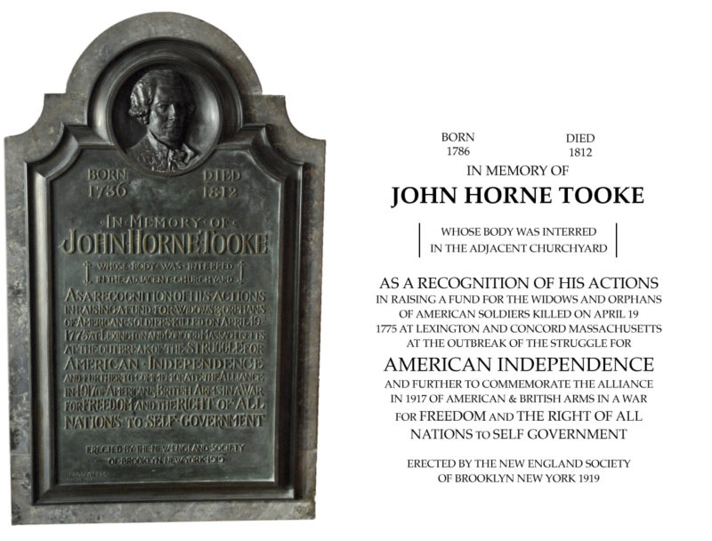 John Horne Tooke plaque with text