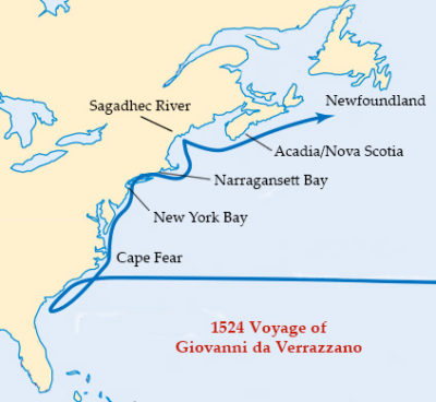 Verrazzano's 1524 Voyage Map