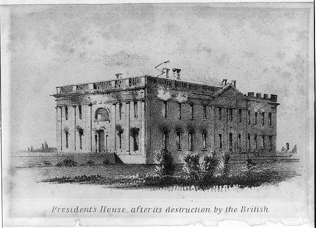 Damaged White House after the War of 1812